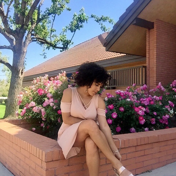 Nude criss-cross cold-shoulder dress, NWT - Picture 7 of 8